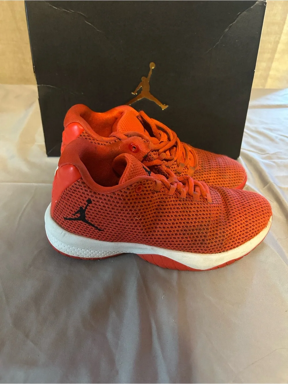 Jordan Men’s Red Mesh Low-Top Basketball Shoes